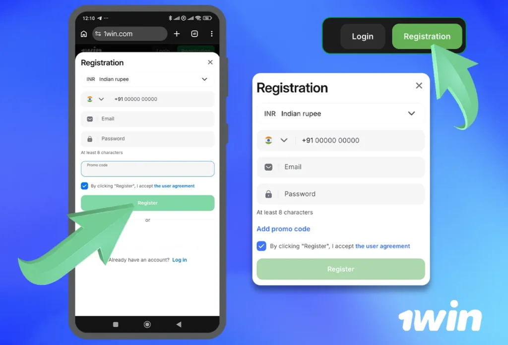 Registration in 1win India App